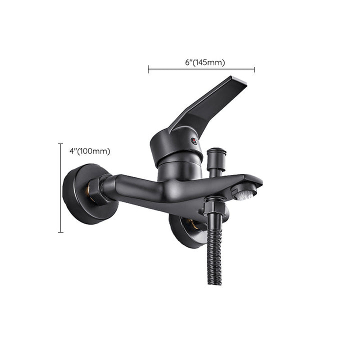 Lisslune | Wall-mounted fixed bathtub faucet lever handle with hand shower