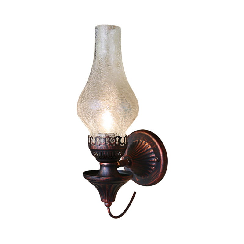 Lisslune | Factory Vase Shadow Wall Lamp 1 Head Yellow/Clear Crackle Glass Wall Lighting Fixture for Outdoor