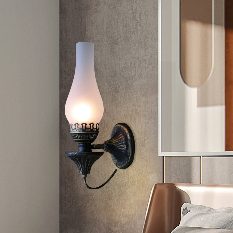 Lisslune | Factory Vase Shadow Wall Lamp 1 Head Yellow/Clear Crackle Glass Wall Lighting Fixture for Outdoor