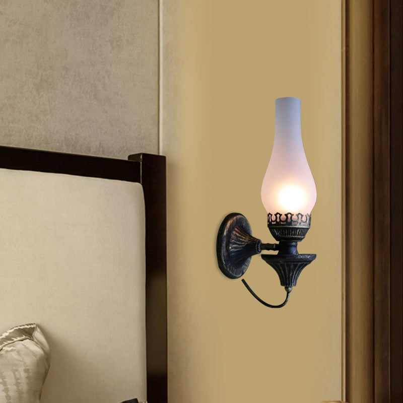 Lisslune | Factory Vase Shadow Wall Lamp 1 Head Yellow/Clear Crackle Glass Wall Lighting Fixture for Outdoor