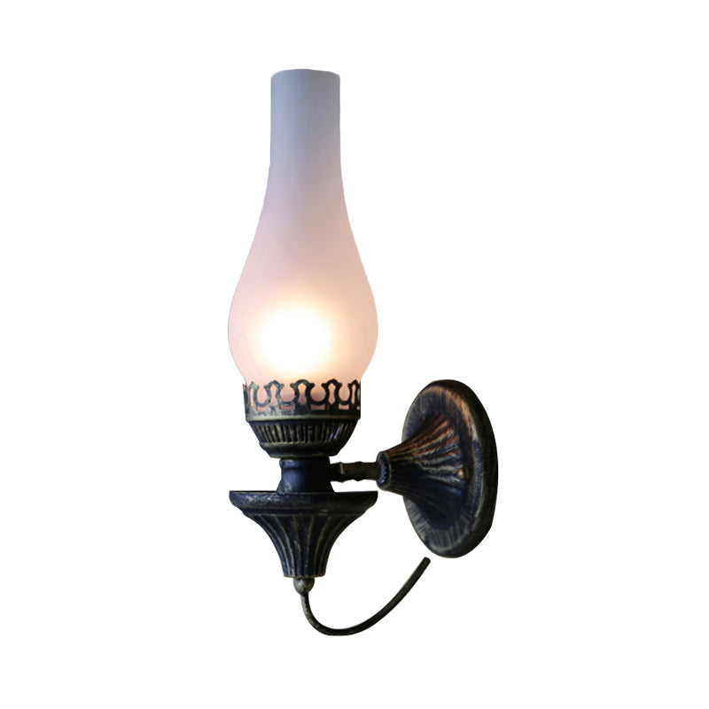 Lisslune | Factory Vase Shadow Wall Lamp 1 Head Yellow/Clear Crackle Glass Wall Lighting Fixture for Outdoor