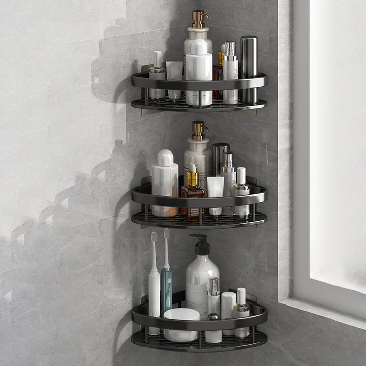 Lisslune | Silver/Black Bathroom Accessories Set Modern 1/2/3 - Piece Bathroom Shelf