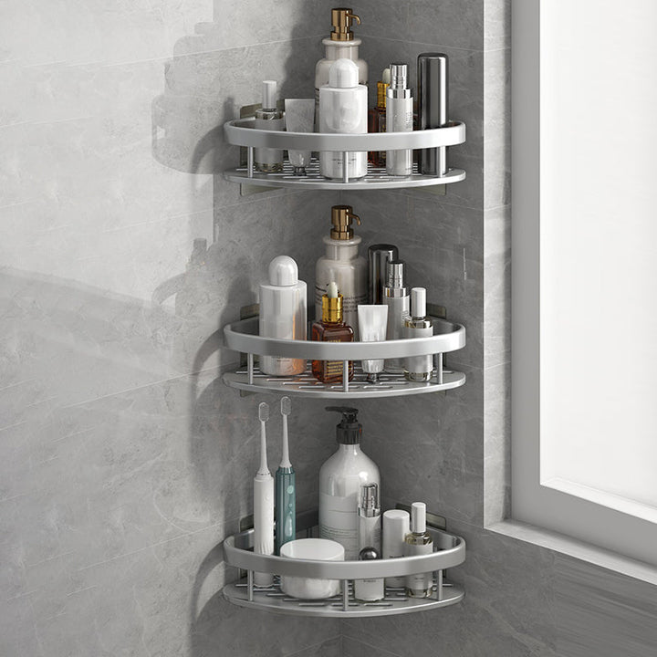 Lisslune | Silver/Black Bathroom Accessories Set Modern 1/2/3 - Piece Bathroom Shelf