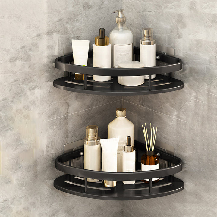 Lisslune | Silver/Black Bathroom Accessories Set Modern 1/2/3 - Piece Bathroom Shelf