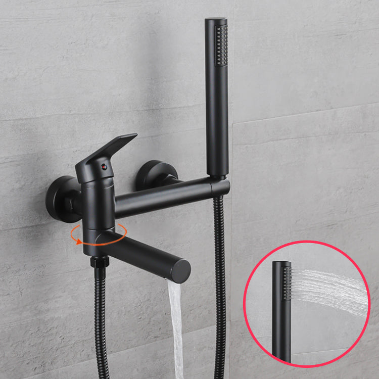 Lisslune | Lever Handle Bathtub Faucet Wall Mount Shower Hose Swivel Spout Bathtub Filling with Hand Shower