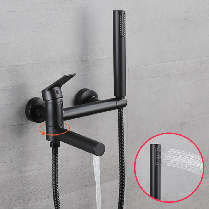 Lisslune | Lever Handle Bathtub Faucet Wall Mount Shower Hose Swivel Spout Bathtub Filling with Hand Shower