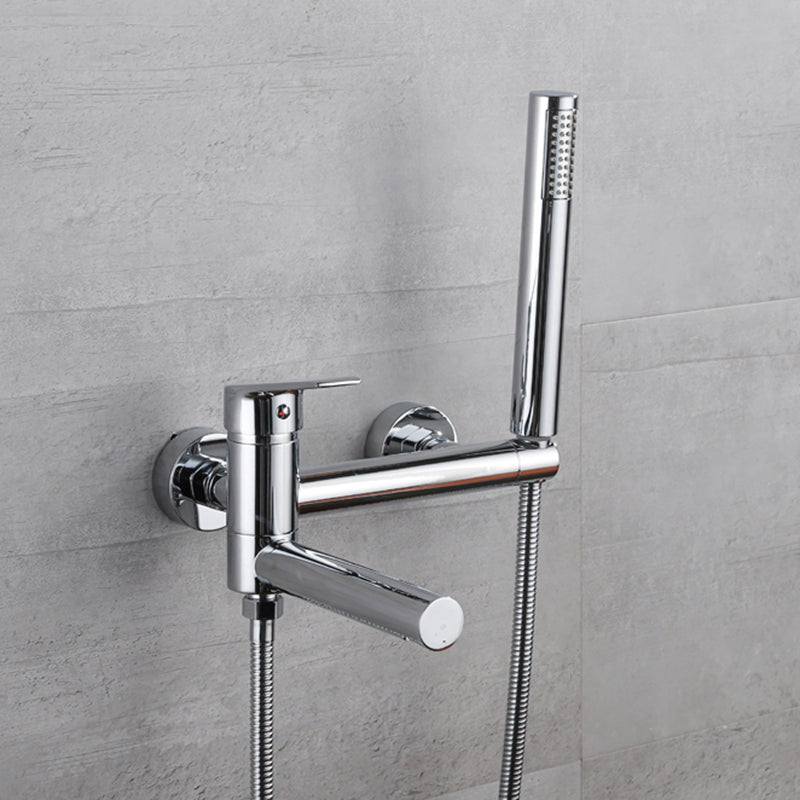 Lisslune | Lever Handle Bathtub Faucet Wall Mount Shower Hose Swivel Spout Bathtub Filling with Hand Shower