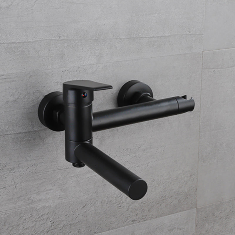 Lisslune | Lever Handle Bathtub Faucet Wall Mount Shower Hose Swivel Spout Bathtub Filling with Hand Shower