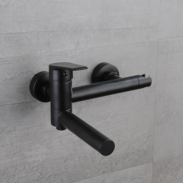 Lisslune | Lever Handle Bathtub Faucet Wall Mount Shower Hose Swivel Spout Bathtub Filling with Hand Shower