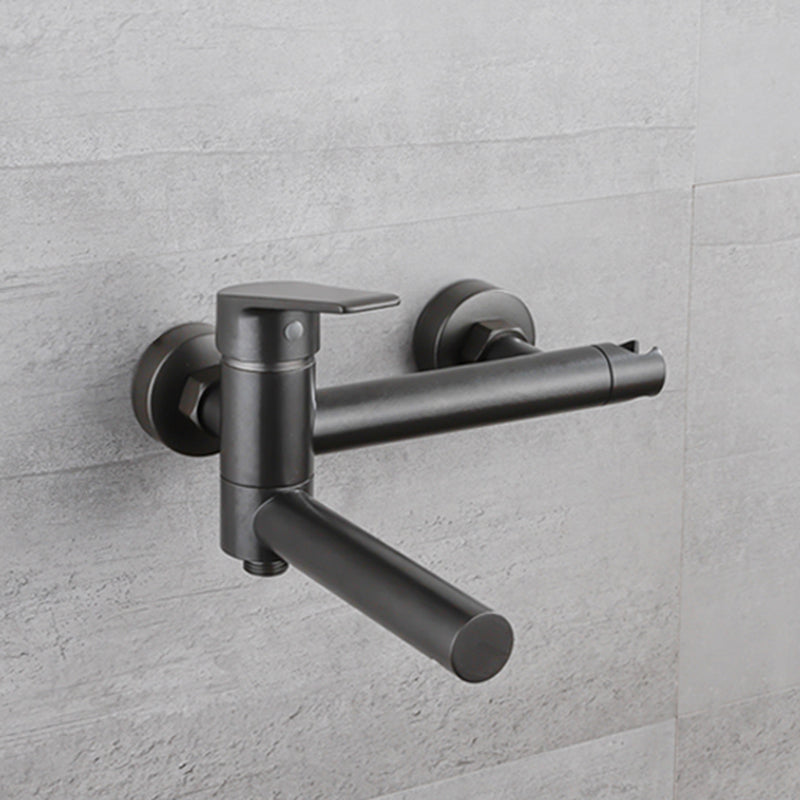 Lisslune | Lever Handle Bathtub Faucet Wall Mount Shower Hose Swivel Spout Bathtub Filling with Hand Shower