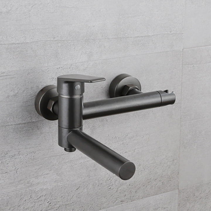 Lisslune | Lever Handle Bathtub Faucet Wall Mount Shower Hose Swivel Spout Bathtub Filling with Hand Shower