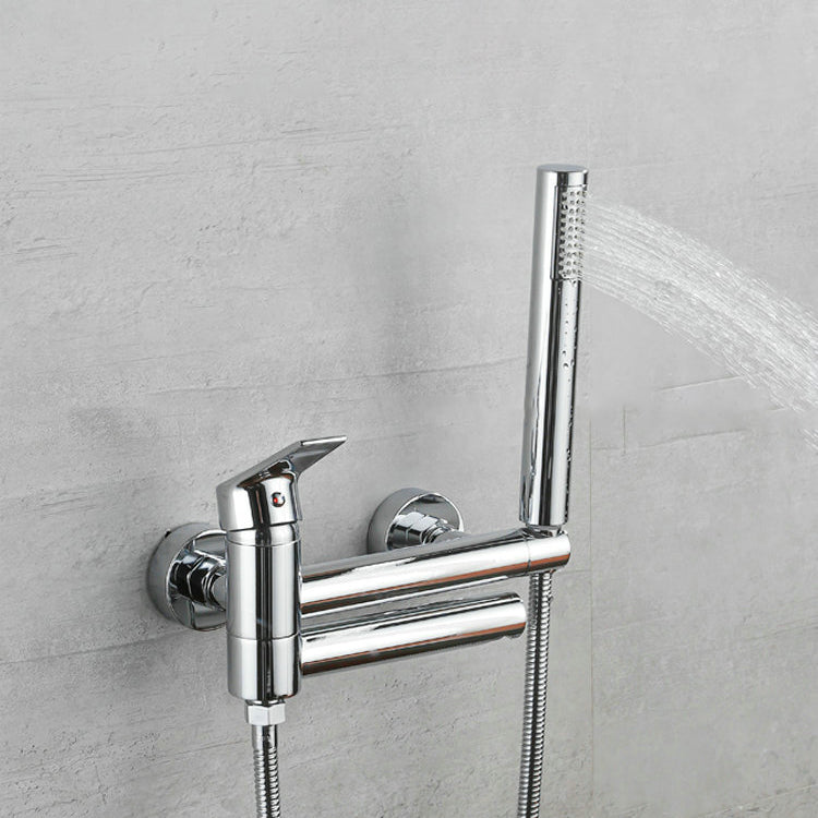 Lisslune | Lever Handle Bathtub Faucet Wall Mount Shower Hose Swivel Spout Bathtub Filling with Hand Shower
