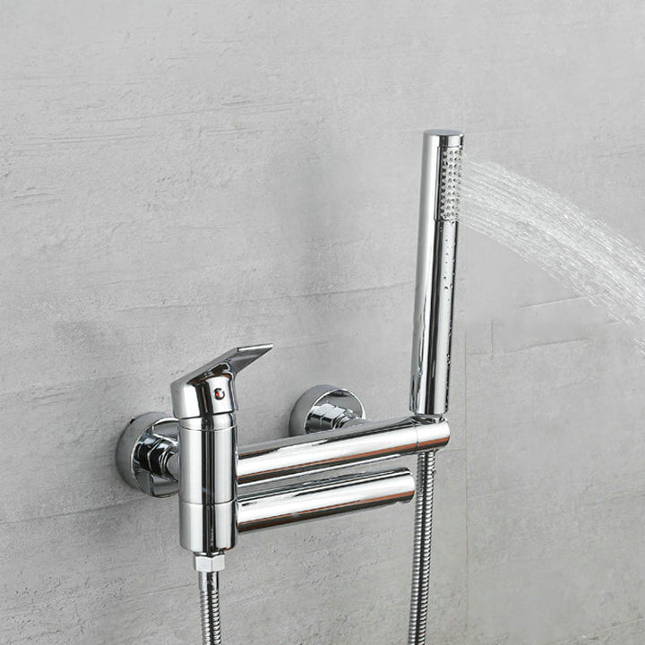Lisslune | Lever Handle Bathtub Faucet Wall Mount Shower Hose Swivel Spout Bathtub Filling with Hand Shower