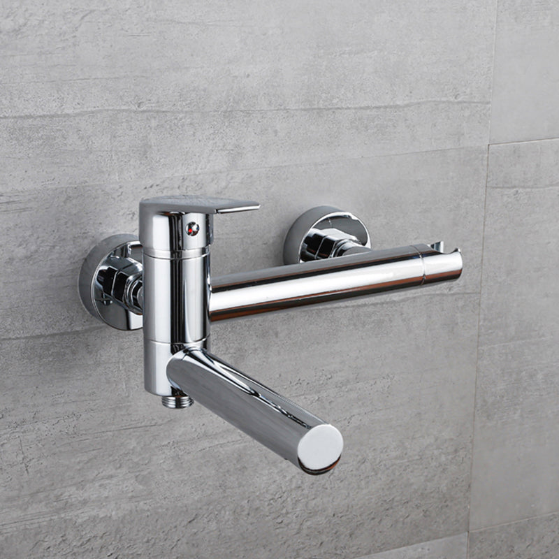 Lisslune | Lever Handle Bathtub Faucet Wall Mount Shower Hose Swivel Spout Bathtub Filling with Hand Shower