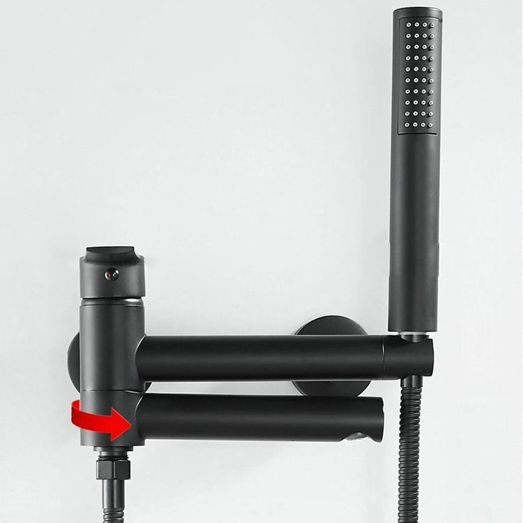 Lisslune | Lever Handle Bathtub Faucet Wall Mount Shower Hose Swivel Spout Bathtub Filling with Hand Shower