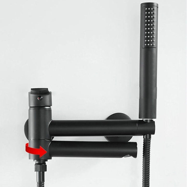 Lisslune | Lever Handle Bathtub Faucet Wall Mount Shower Hose Swivel Spout Bathtub Filling with Hand Shower