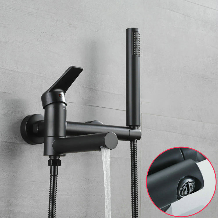 Lisslune | Lever Handle Bathtub Faucet Wall Mount Shower Hose Swivel Spout Bathtub Filling with Hand Shower