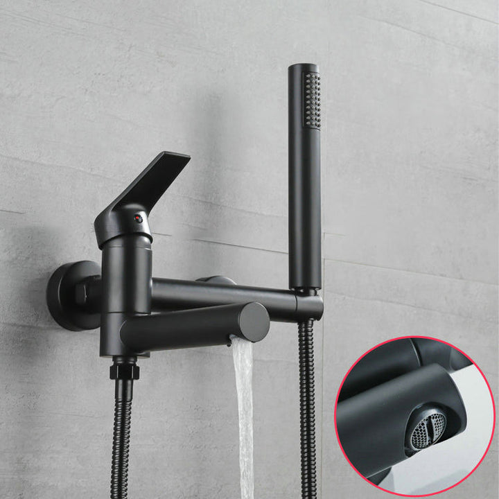 Lisslune | Lever Handle Bathtub Faucet Wall Mount Shower Hose Swivel Spout Bathtub Filling with Hand Shower