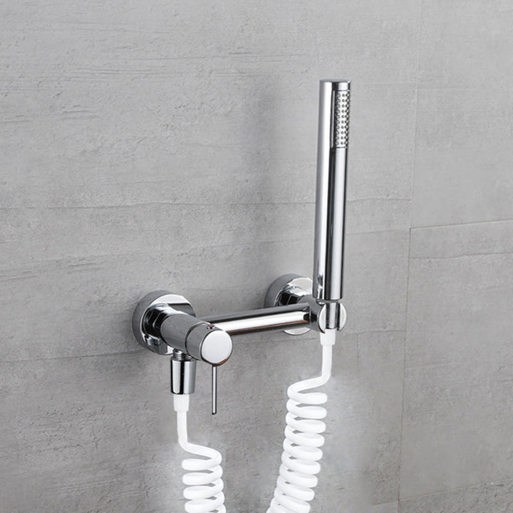 Lisslune | Lever Handle Bathtub Faucet Wall Mount Shower Hose Swivel Spout Bathtub Filling with Hand Shower