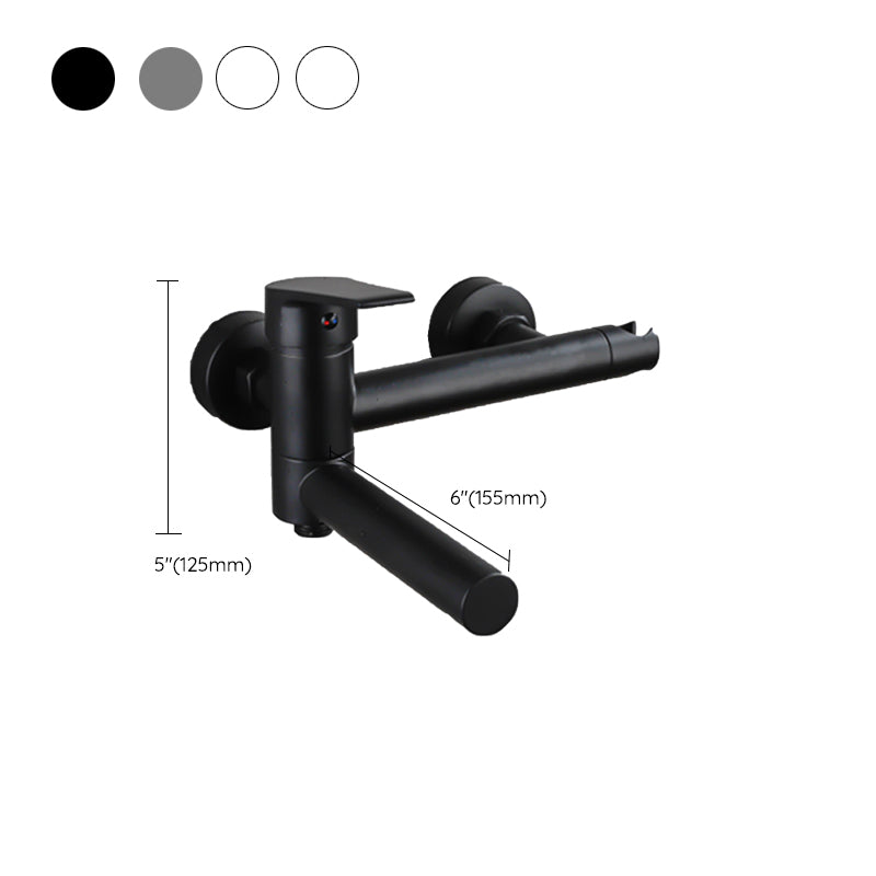 Lisslune | Lever Handle Bathtub Faucet Wall Mount Shower Hose Swivel Spout Bathtub Filling with Hand Shower