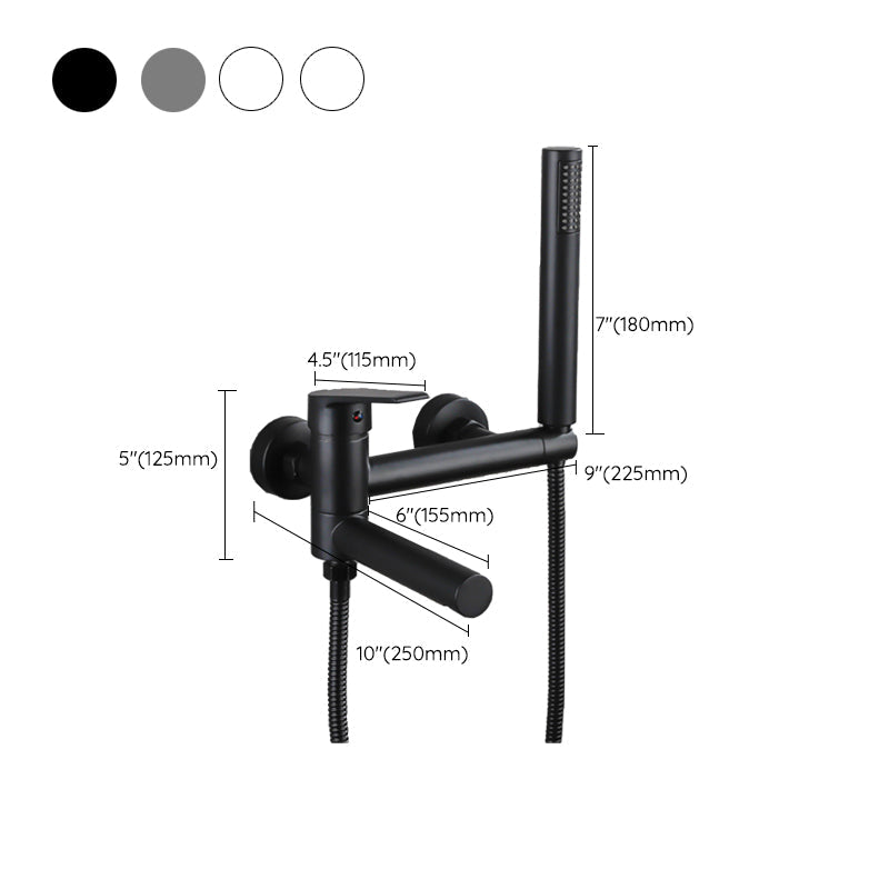 Lisslune | Lever Handle Bathtub Faucet Wall Mount Shower Hose Swivel Spout Bathtub Filling with Hand Shower