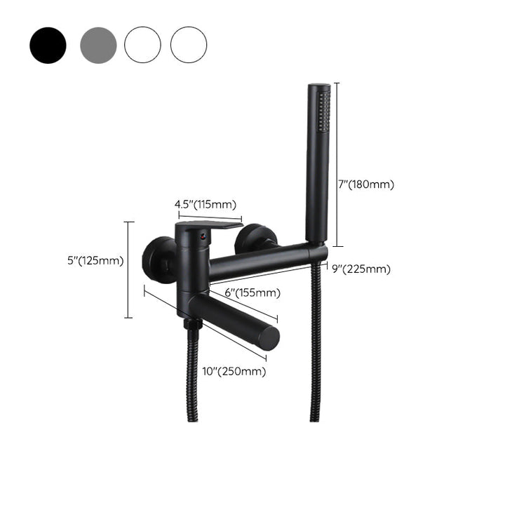 Lisslune | Lever Handle Bathtub Faucet Wall Mount Shower Hose Swivel Spout Bathtub Filling with Hand Shower