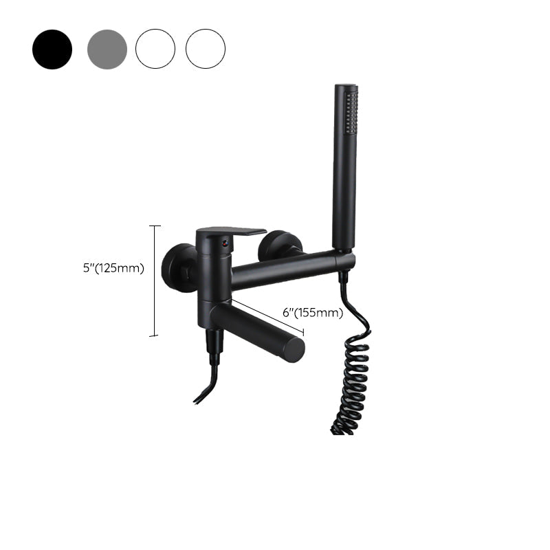 Lisslune | Lever Handle Bathtub Faucet Wall Mount Shower Hose Swivel Spout Bathtub Filling with Hand Shower