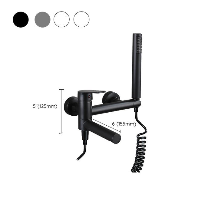 Lisslune | Lever Handle Bathtub Faucet Wall Mount Shower Hose Swivel Spout Bathtub Filling with Hand Shower