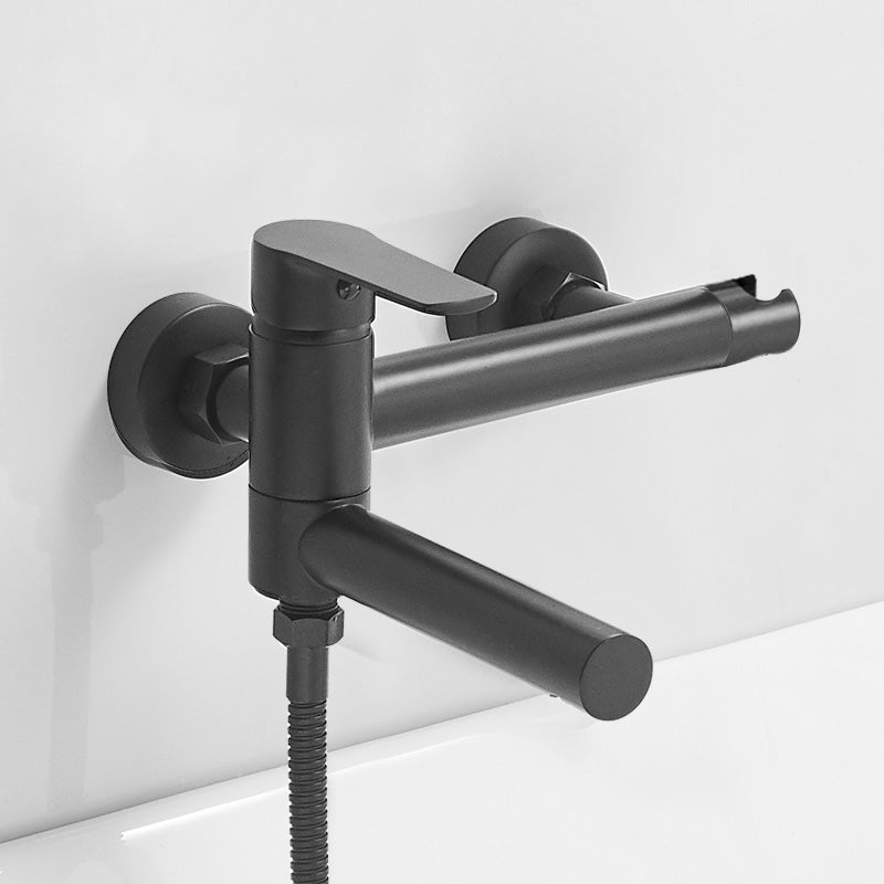 Lisslune | Swivel spout bathtub faucet single lever handle hand shower bathtub filling valve with shower hose
