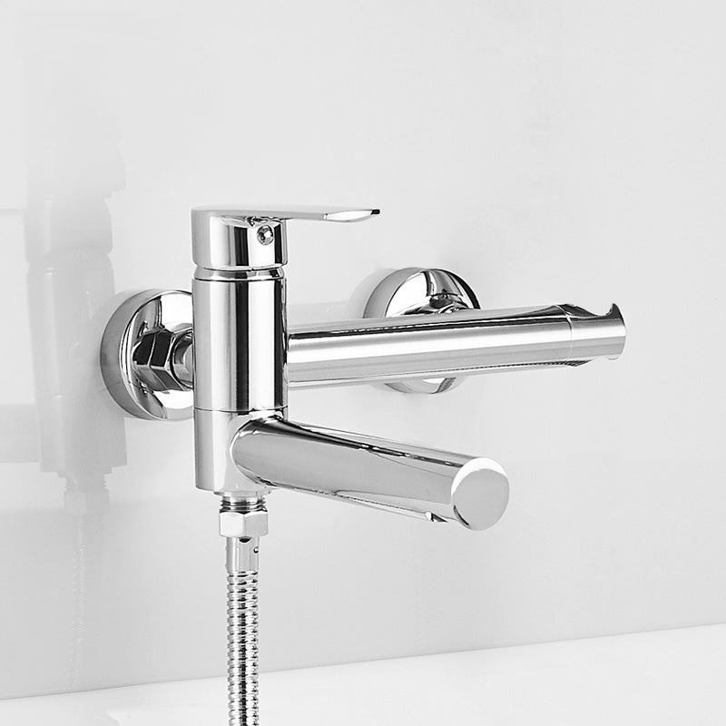 Lisslune | Swivel spout bathtub faucet single lever handle hand shower bathtub filling valve with shower hose