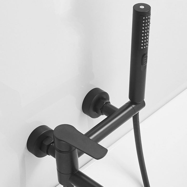 Lisslune | Swivel spout bathtub faucet single lever handle hand shower bathtub filling valve with shower hose