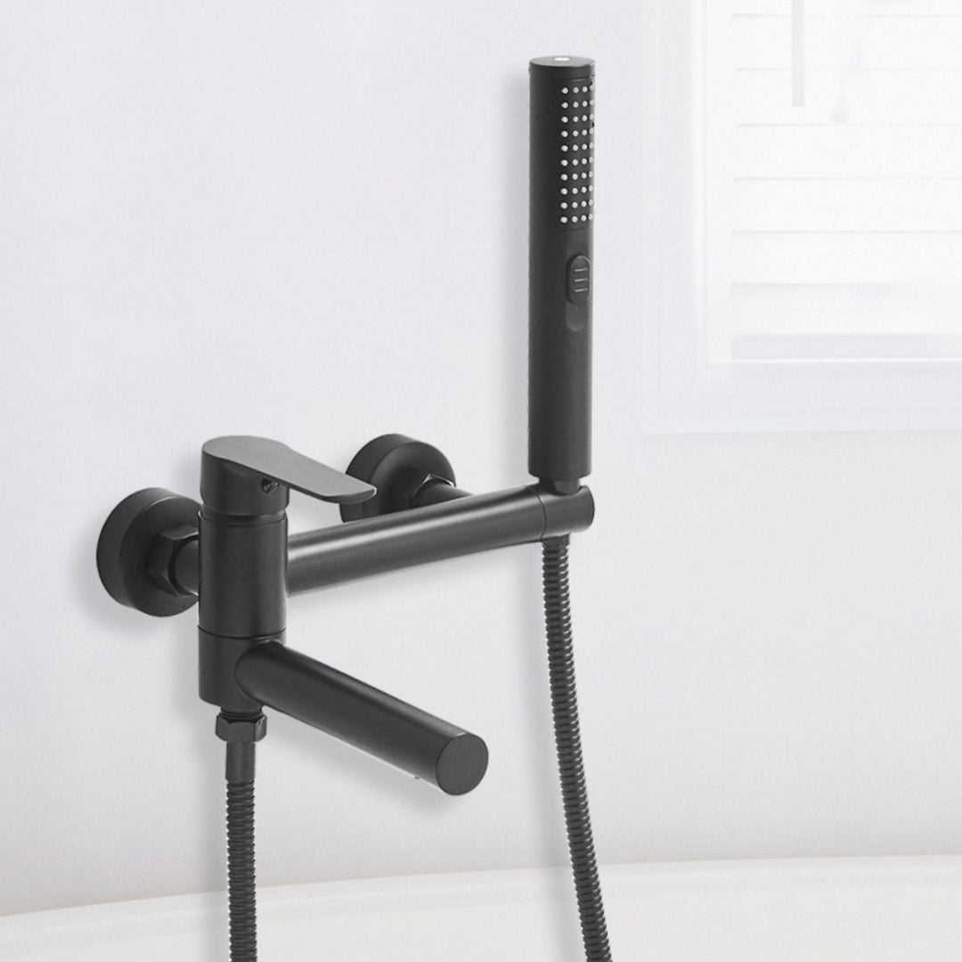 Lisslune | Swivel spout bathtub faucet single lever handle hand shower bathtub filling valve with shower hose