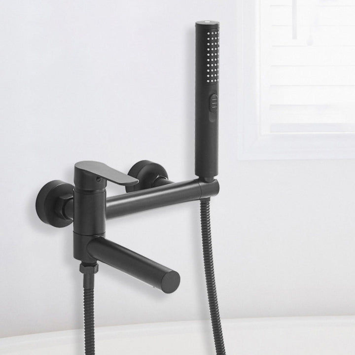 Lisslune | Swivel spout bathtub faucet single lever handle hand shower bathtub filling valve with shower hose