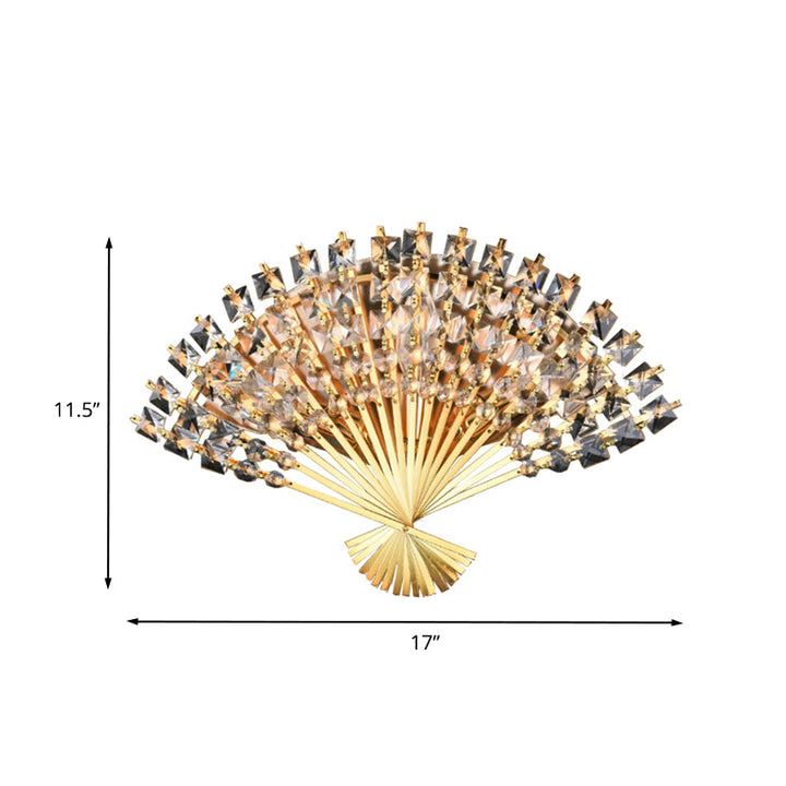 Lisslune | Fan-Shape Wall Lamp Lighting Modern Metal 3-Head Gold Finish Wall Mount Lamp Fixture