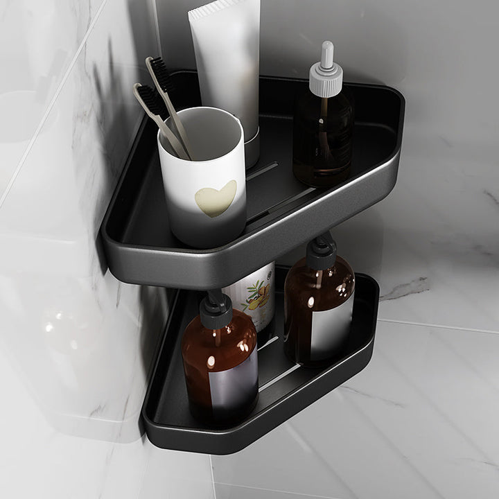Lisslune | Matt black bathroom accessories set Modern anti-rust 1/2/3-piece bathroom shelf
