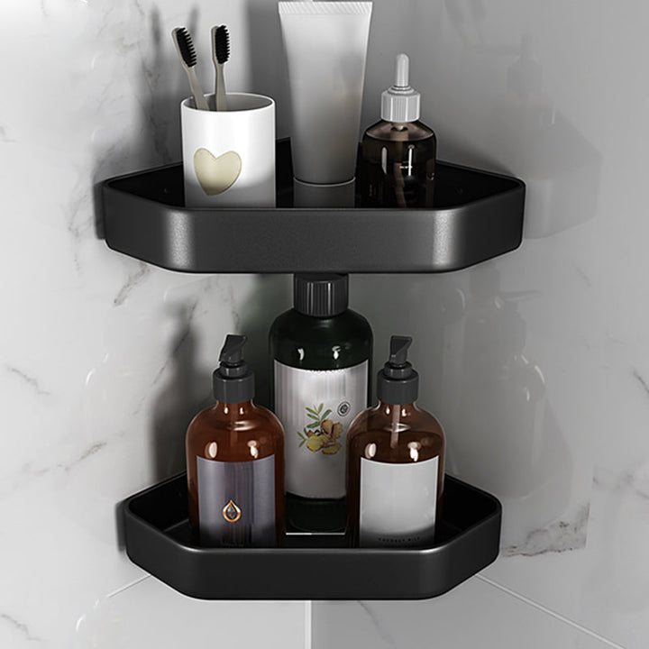 Lisslune | Matt black bathroom accessories set Modern anti-rust 1/2/3-piece bathroom shelf