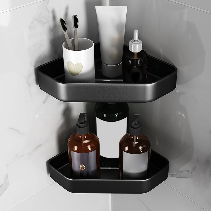 Lisslune | Matt black bathroom accessories set Modern anti-rust 1/2/3-piece bathroom shelf