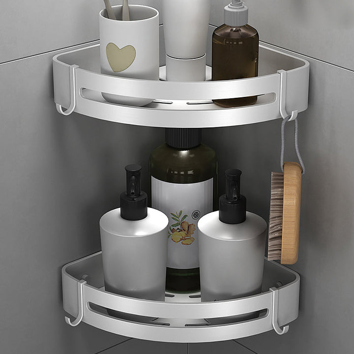 Lisslune | Silver Bathroom Accessory Set Modern Anti-Rust 1/2/3 -piece Bath Shelf