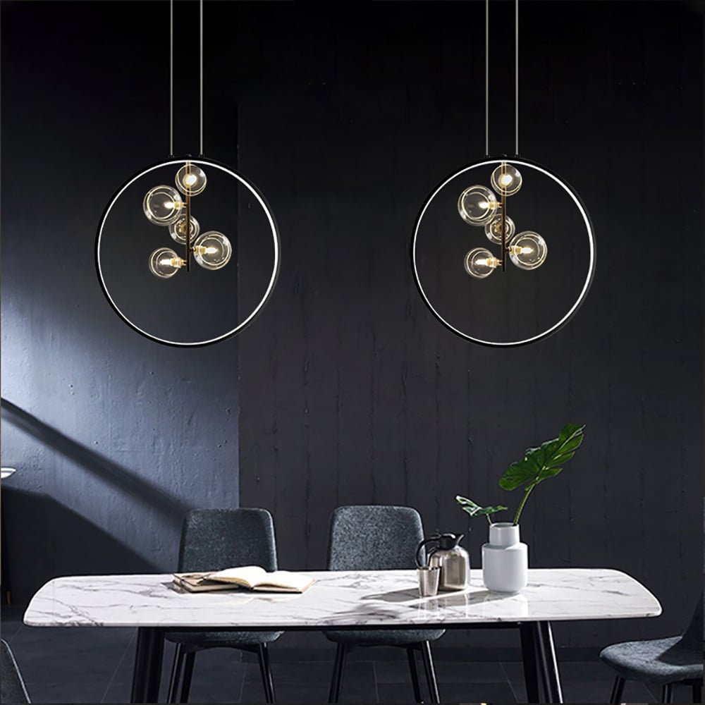 Lisslune | LumoGlobe – Minimalist Black Pendant Lamp with Glass LED Sphere