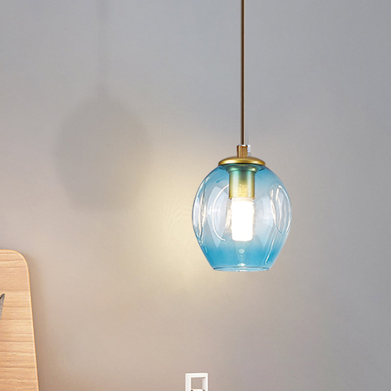 Skørter | Post Modern 1 Light Wall Lamp Golden Tulip Wall Lamp Sconces with Blue/Gray Crumpled Glass Shade