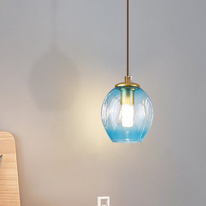 Skørter | Post Modern 1 Light Wall Lamp Golden Tulip Wall Lamp Sconces with Blue/Gray Crumpled Glass Shade