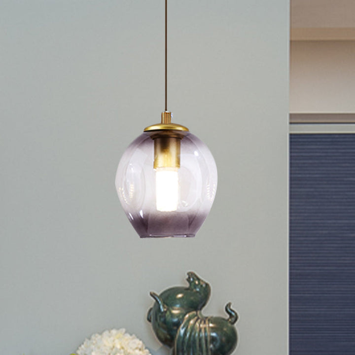 Skørter | Post Modern 1 Light Wall Lamp Golden Tulip Wall Lamp Sconces with Blue/Gray Crumpled Glass Shade