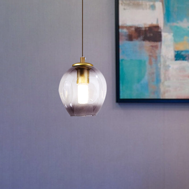 Skørter | Post Modern 1 Light Wall Lamp Golden Tulip Wall Lamp Sconces with Blue/Gray Crumpled Glass Shade