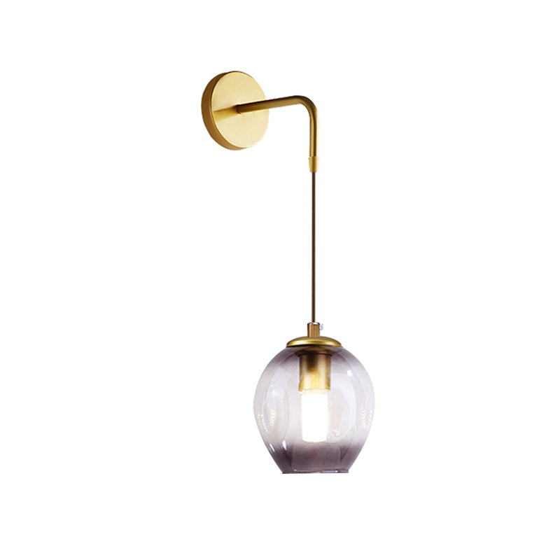 Skørter | Post Modern 1 Light Wall Lamp Golden Tulip Wall Lamp Sconces with Blue/Gray Crumpled Glass Shade
