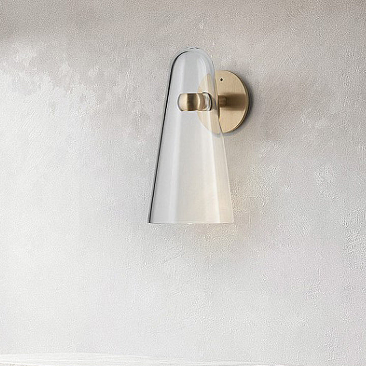 Lisslune | 1 Head Kitchen Kids Wall Mount Lighting Minimalist Gold Wall Light with Cone Clear Glass Shade