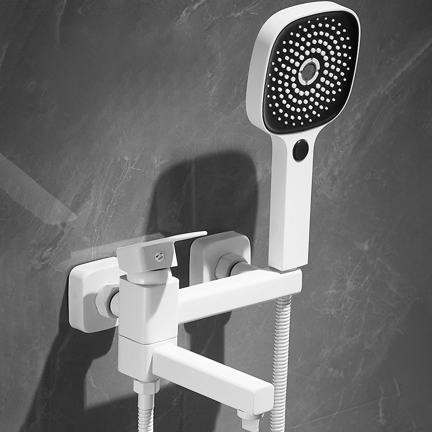 Lisslune | White Bath Water Faucet Trim Single Lever Handle Swivel Spout Wall Mounted Hand Shower Bathtub Filler
