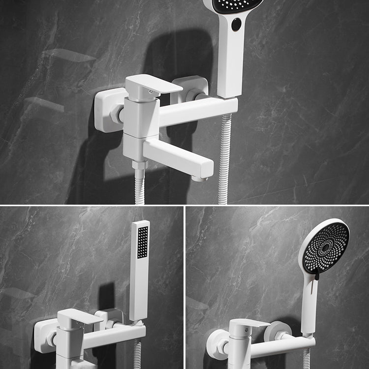 Lisslune | White Bath Water Faucet Trim Single Lever Handle Swivel Spout Wall Mounted Hand Shower Bathtub Filler
