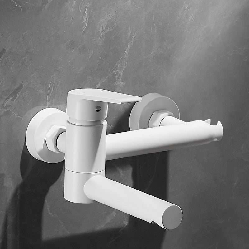 Lisslune | White Bath Water Faucet Trim Single Lever Handle Swivel Spout Wall Mounted Hand Shower Bathtub Filler