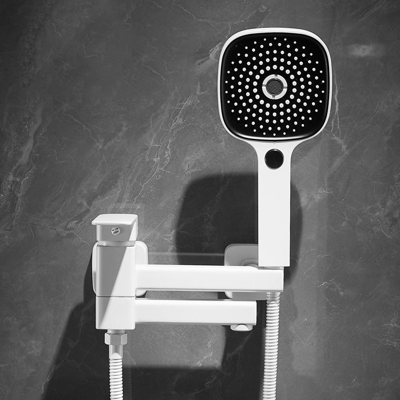 Lisslune | White Bath Water Faucet Trim Single Lever Handle Swivel Spout Wall Mounted Hand Shower Bathtub Filler
