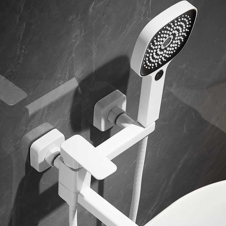 Lisslune | White Bath Water Faucet Trim Single Lever Handle Swivel Spout Wall Mounted Hand Shower Bathtub Filler